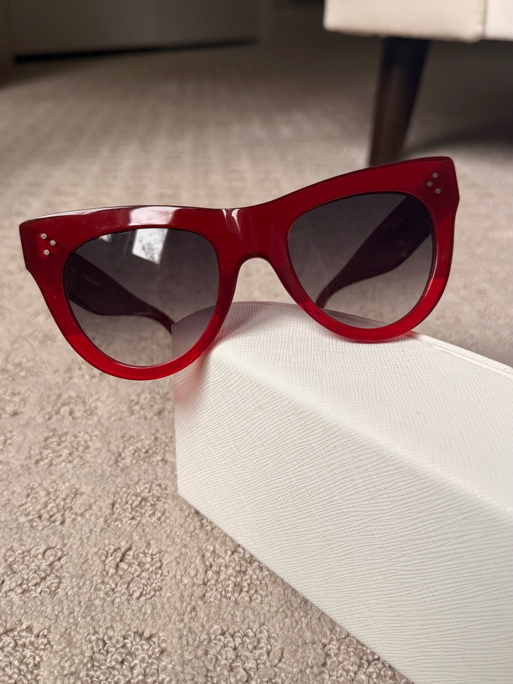 Celine Red Cat-Eye Sunglasses with Gradient Lenses